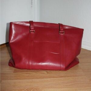 Elegant Red Leather Tote Bag